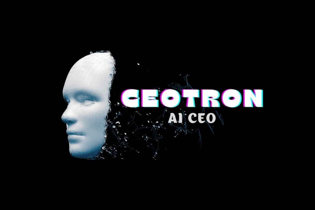 CEOTRON logo with abstract human face, representing an AI-powered virtual CEO.