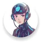 Futuristic female AI character wearing headgear, representing advanced AI capabilities at AkmeWorld.